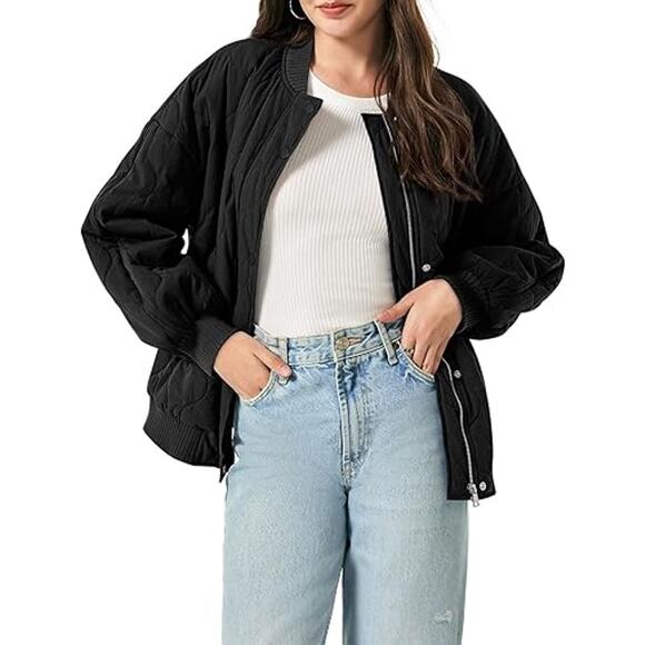 New Medium Lightweight Casual Puffer Short Zip Up Jacket - Picture 4 of 5